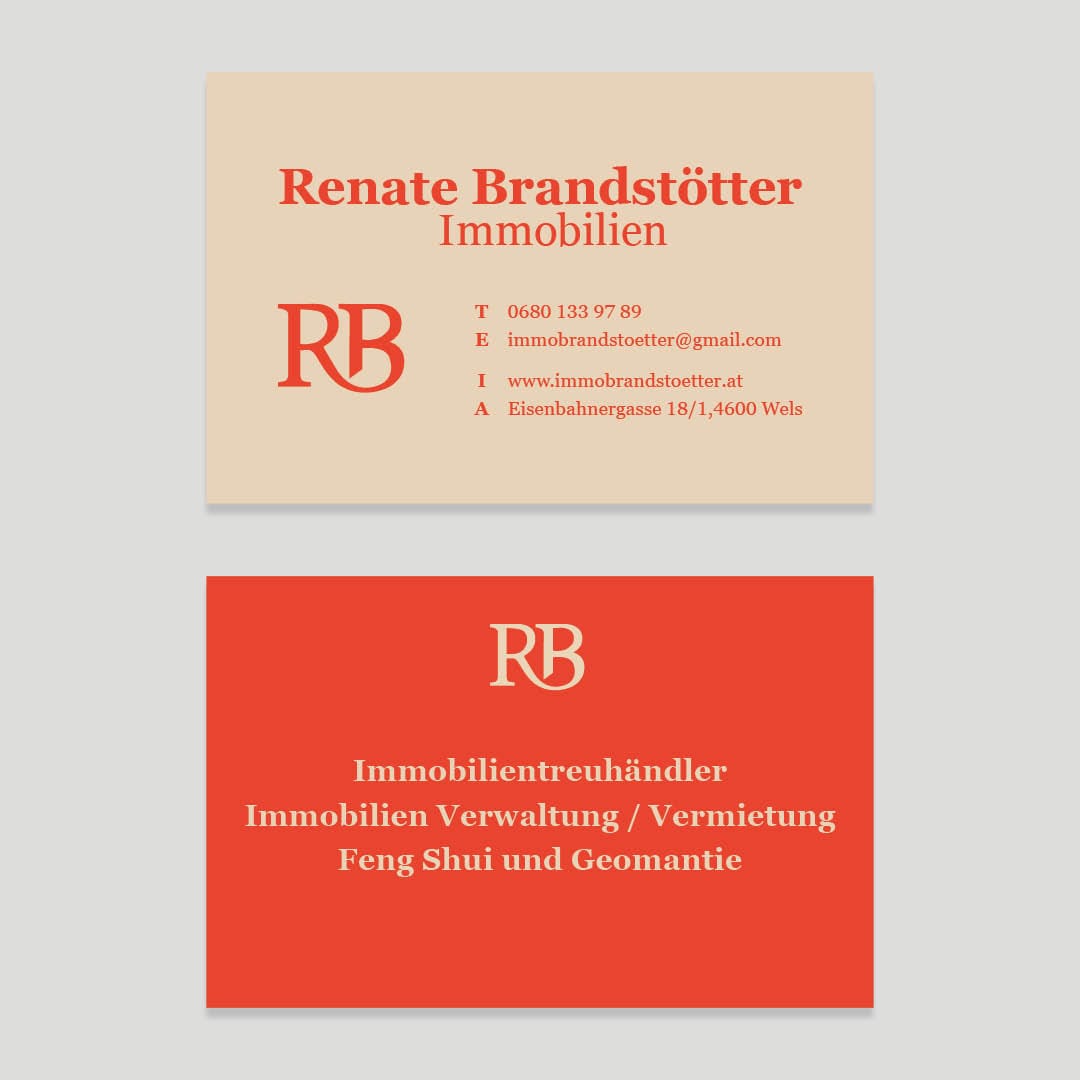 Grafk von Visitenkarten für Renate Brandstötter, Vor- und Rückseite